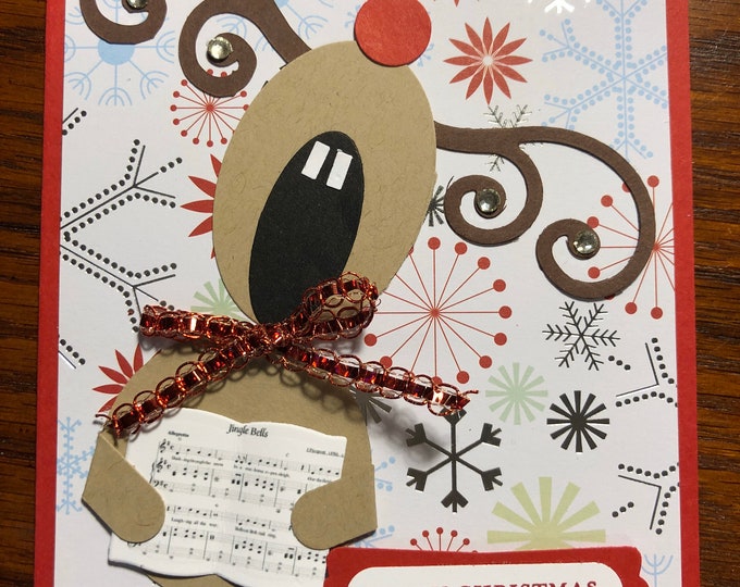 Singing Reindeer Christmas Card 