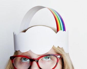 Paper Rainbow Cloud Headband - Instant Paper Craft - Printable Paper Crown - Party Favor - Last-Minute St. Patrick's Day