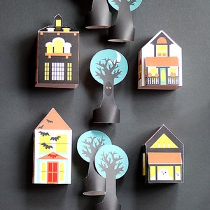 Haunted Houses & Forest - Printable Paper Houses - Halloween Decor