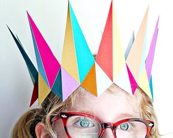 Paper Crown - King Queen Modern Tiara - Instant Paper Craft - Printable Paper Headband - Party Favor - Costume