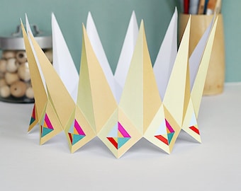 Paper Crown - Queen King Princess Tiara - Instant Paper Craft - Printable Paper Headband - Party Favor - Costume