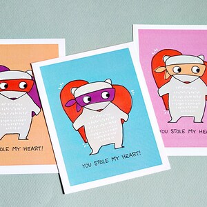 Valentines - Printable Cards - Heart Thief Valentine&#39;s Cards - Class Valentines Card - School Valentines - Kids DIY Valentines