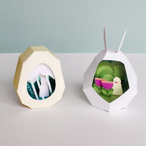Spring Easter Egg Dioramas Shadowbox DIY Paper Craft Eggs Printable Craft image 1