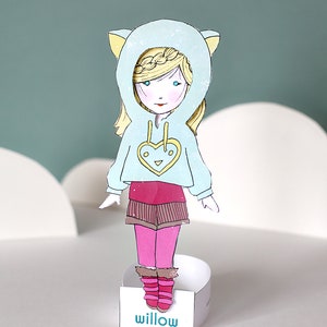 Willow Paper Doll - Winter - Modern Paper Doll - Instant Kids Paper Crafts - Printable Paper Doll - Party Favors - Last-Minute Craft Project
