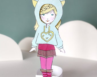 Willow Paper Doll - Winter - Modern Paper Doll - Instant Kids Paper Crafts - Printable Paper Doll - Party Favors - Last-Minute Craft Project