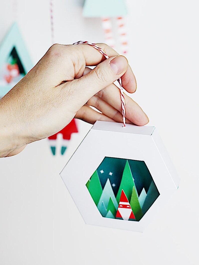 3D Christmas Ornaments 1 4 In A Set Printable Paper Etsy