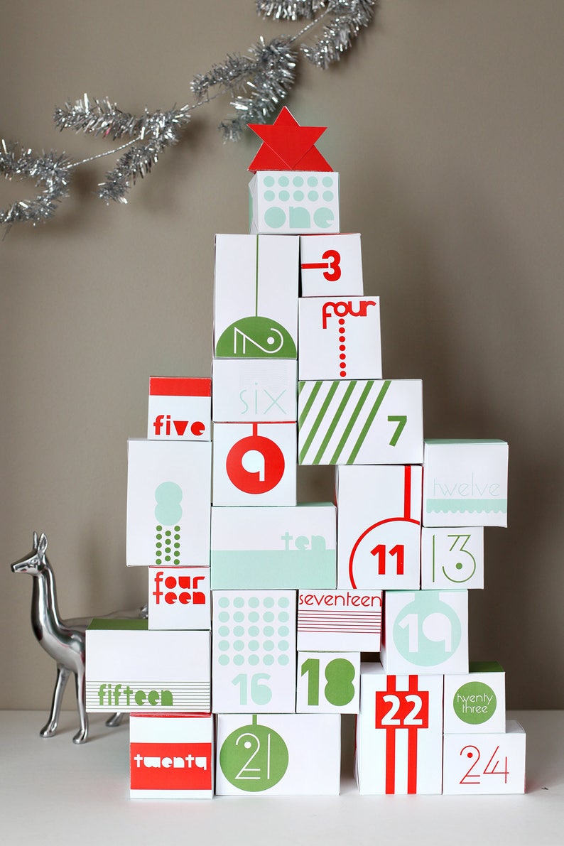 Reversible Printable Advent Calendar for Kids PaperCraft Holiday Kit image 3
