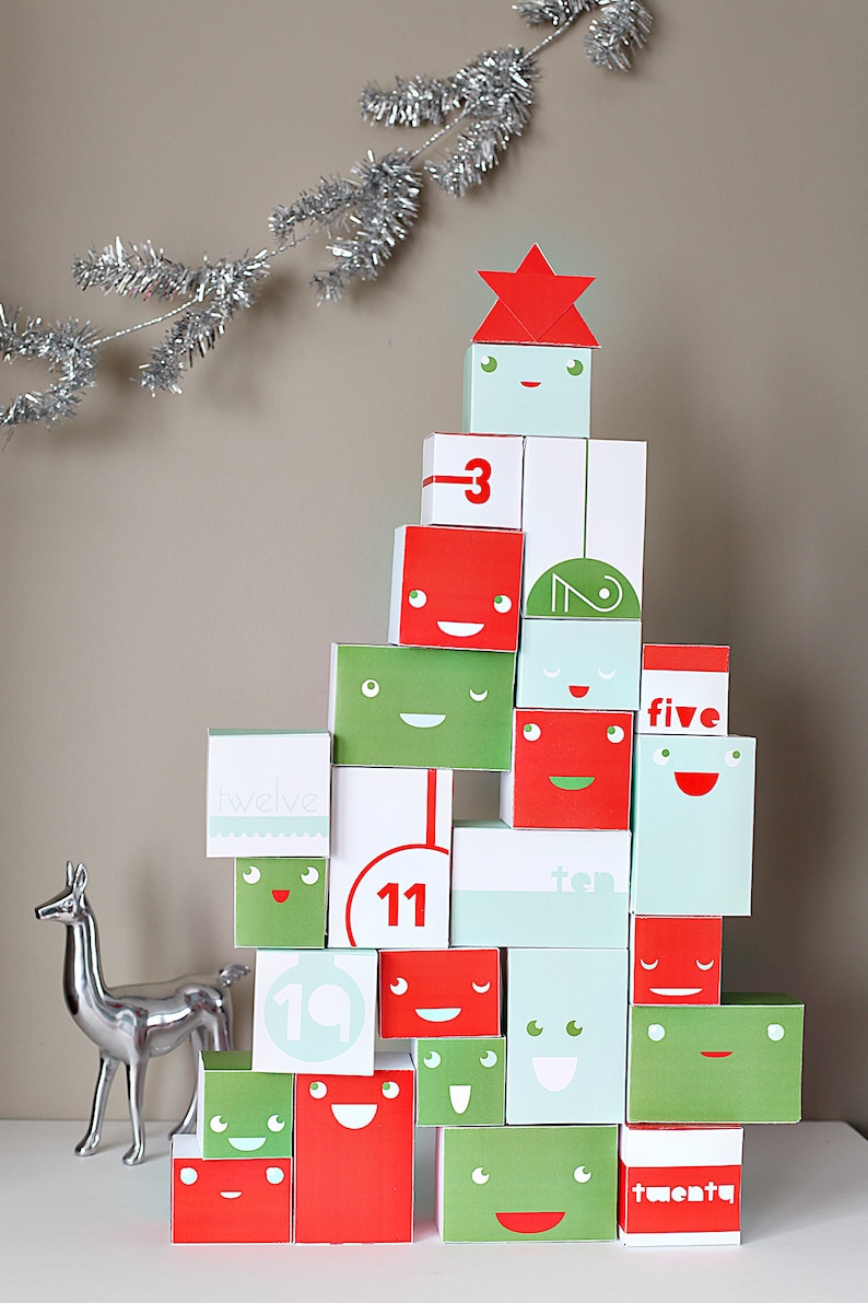 Reversible Printable Advent Calendar for Kids PaperCraft Holiday Kit image 2