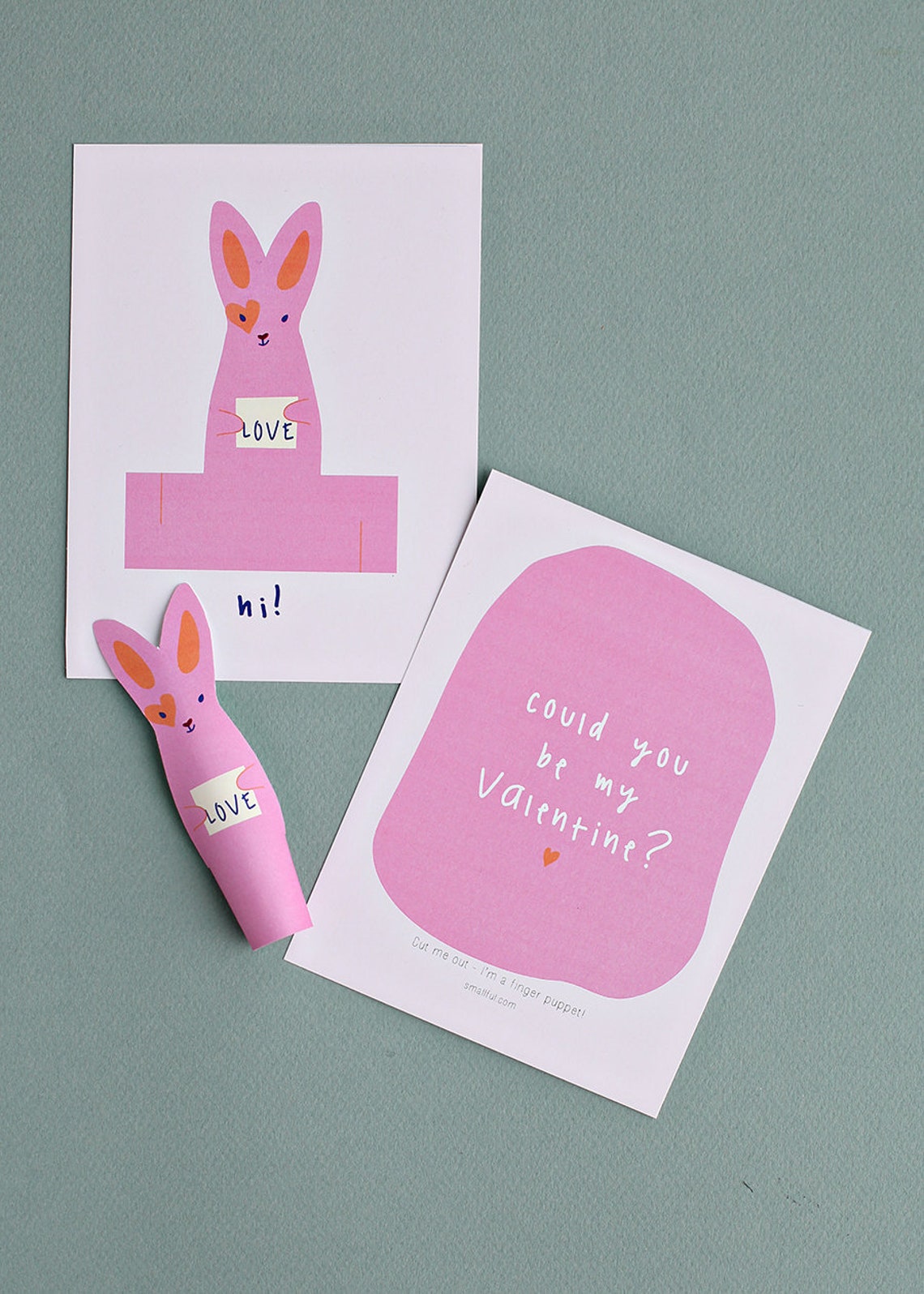 Valentines Printable Finger Puppet Valentines Class Valentines Card