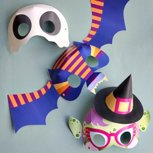 Boo-tiful Masks Printable Halloween Masks Ghost, Witch, Bat Masks Craft Kit for Kids image 1