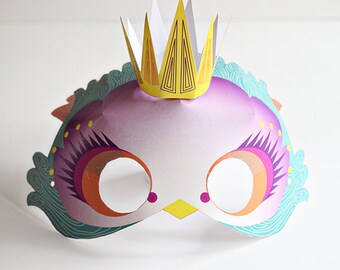 Princess Birdie - Instant Paper Craft - Printable Mask