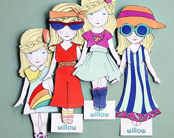 Willow Paper Doll - Summer - Modern Paper Doll - Instant Kids Paper Crafts - Printable Paper Doll - Party Favors - Last-Minute Craft Project