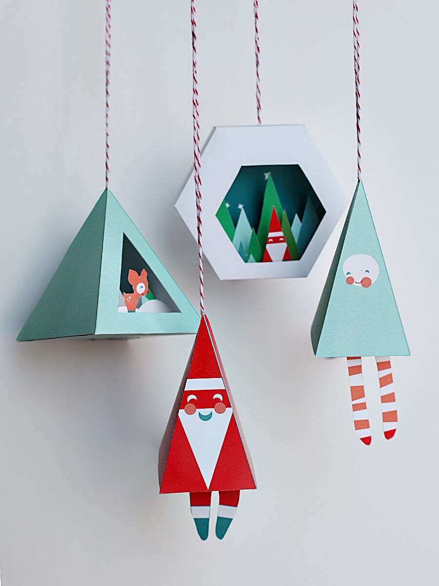 3D Christmas Ornaments 1 4 in a Set Printable Paper Etsy Canada