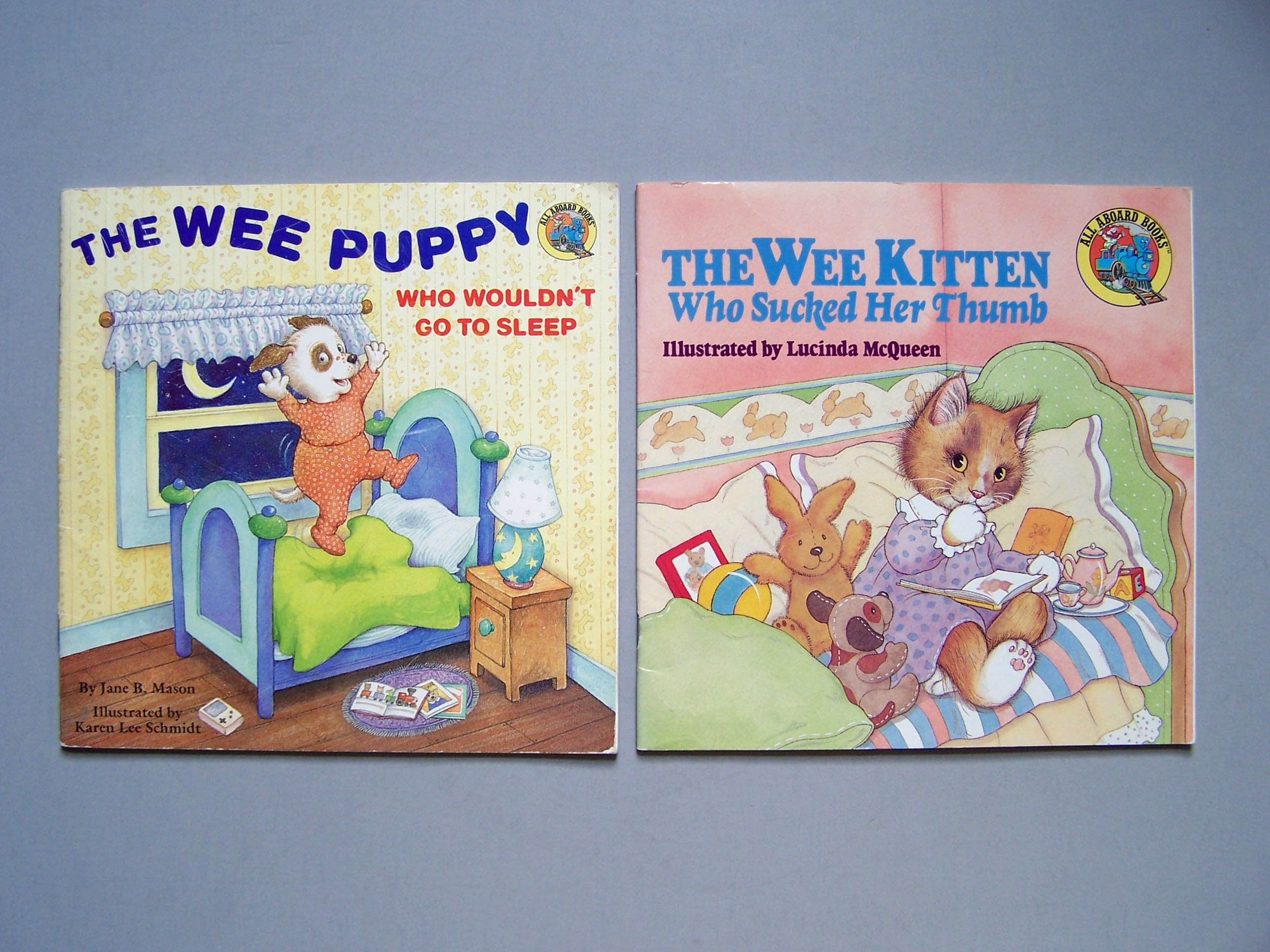 The Wee Puppy Who Wouldn't Go To Sleep AND The Wee Kitten Who Sucked  Her Thumb Toddler Preschool All Aboard Books