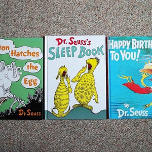 3 Large Size Dr. Seuss Books:  Horton Hatches the Egg, Sleep Book, Happy Birthday to You!