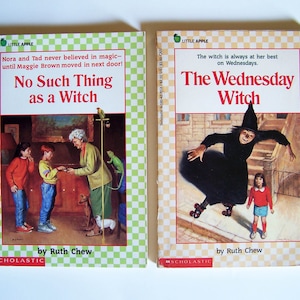 No Such Thing as a Witch and The Wednesday Witch by Ruth Chew - 1970s Scholastic Little Apple - 2 Middle Reader Children&#39;s Halloween Books