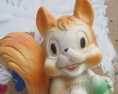 Vintage squeaky squirrel baby toy, fifties/sixties