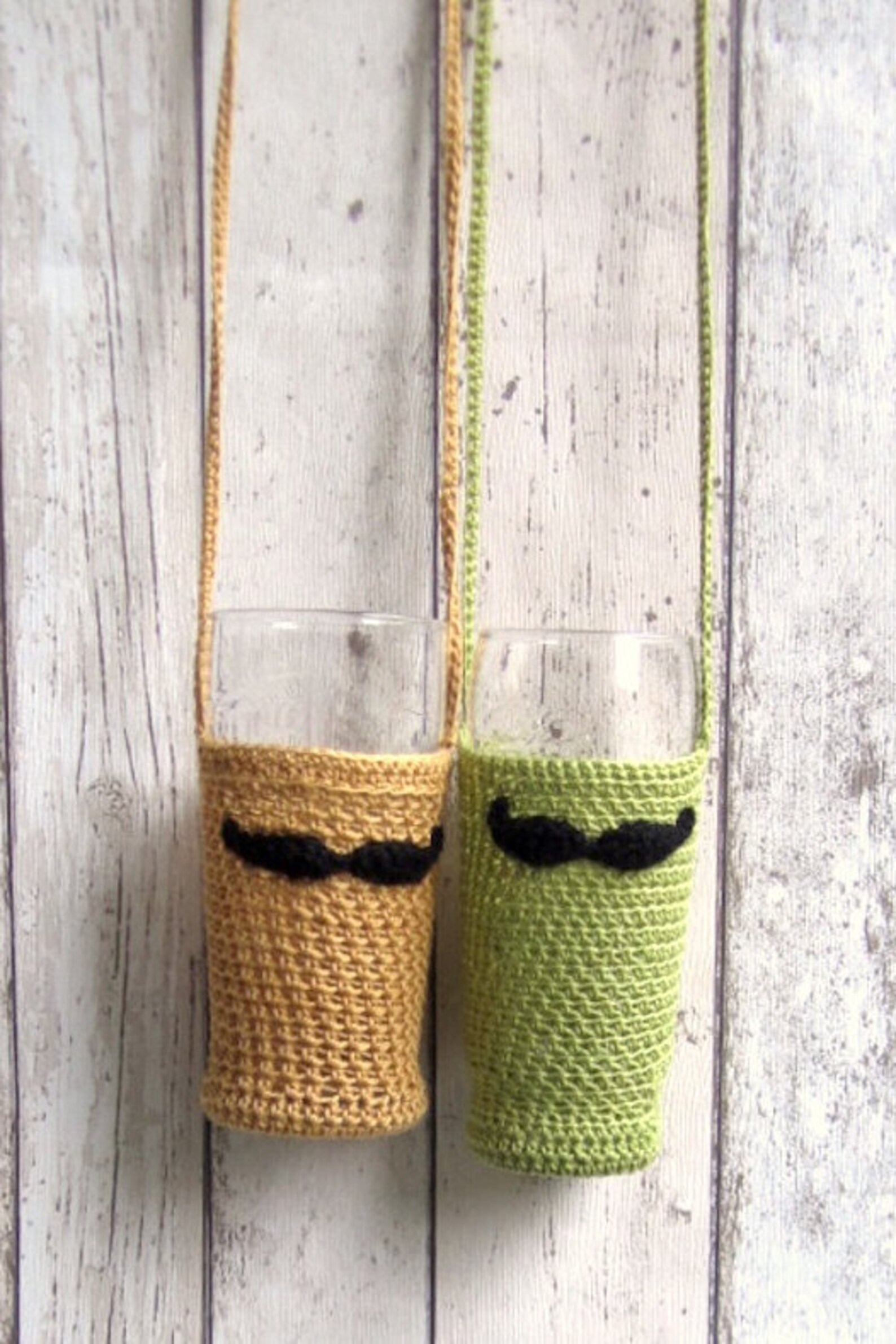 Beer Glass Holder Crochet Pint Glass Holder Moustache Stag Etsy