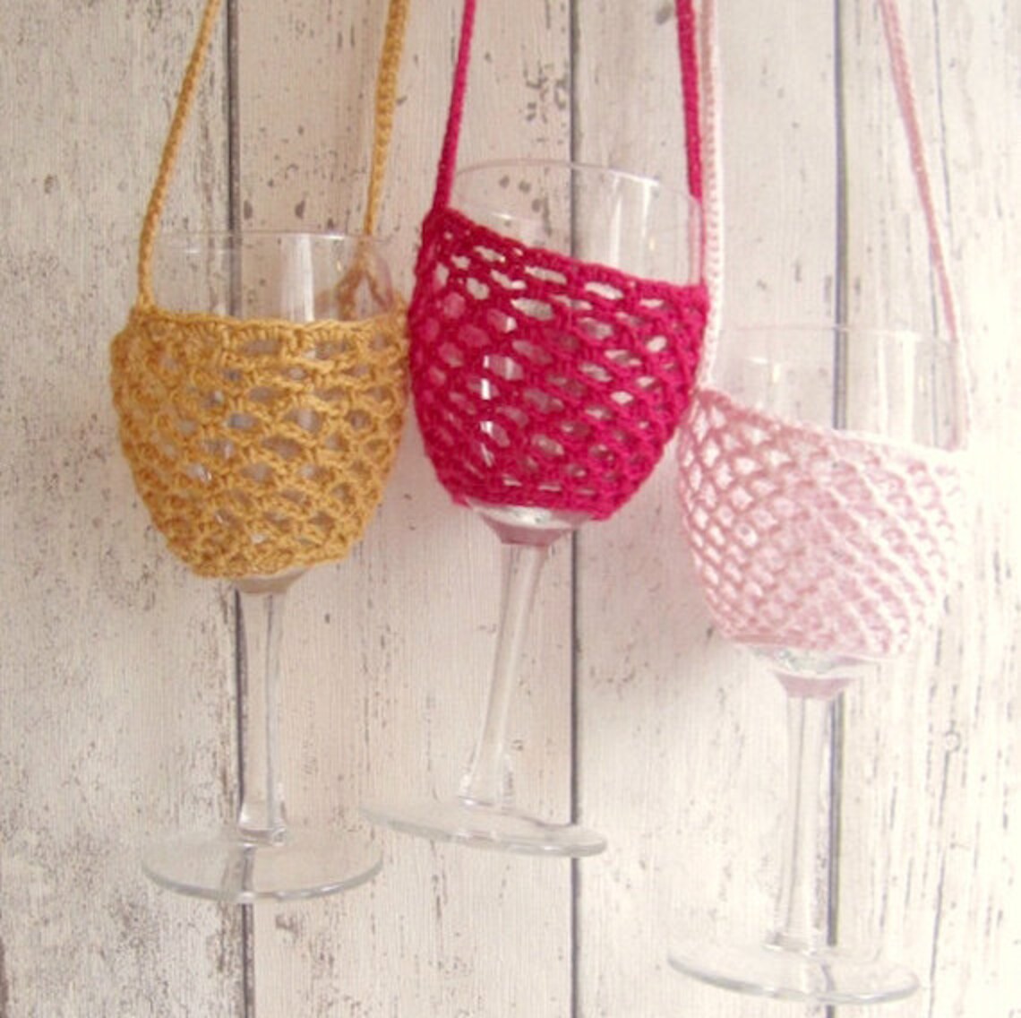 Crochet Wine Glass Holder Wine Glass Holder Lanyard Wine Etsy