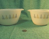Pair of Vintage Fire King Candle Glow Pattern Round Mixing Bowls - Anchor Hocking