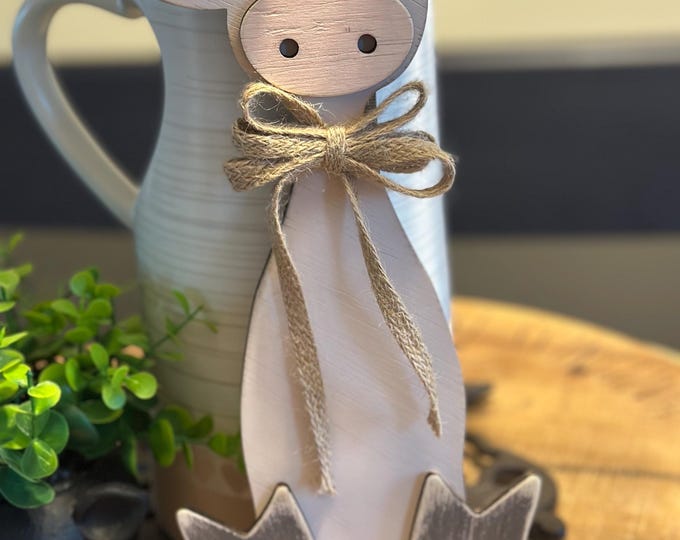 Rustic Tall Skinny Pig Shelf Sitter | Farmhouse Tiered Tray Decor | Country Kitchen Accent | Pig Decor | Primitive