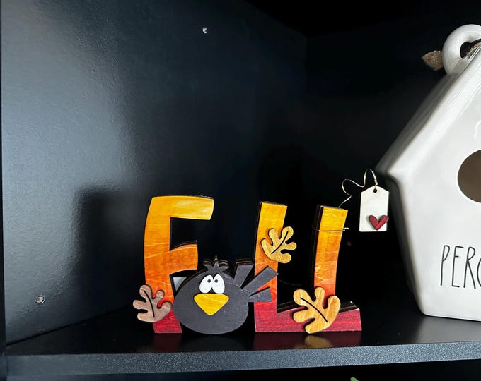 Fall Crow Shelf Sitter | Farmhouse Tiered Tray Decor | Fall Accent | Autumn Decor