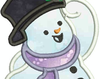 Applicazione pupazzo di neve - Schema per ricamo a macchina per le feste (download digitale)