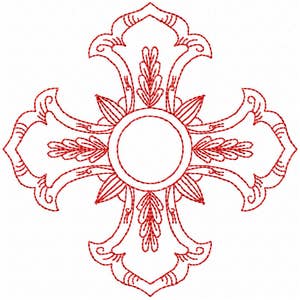 Redwork Faith & Devotions No. 9 Machine Embroidery Design/Christian Religious Pattern - 6 Sizes - Cross Ornate Fancy
