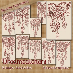 Redwork Dreamcatchers Machine Embroidery Patterns / Designs 4x4 and 5x7 Hoop INSTANT DOWNLOAD