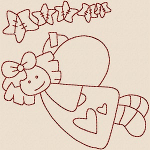 Süße Engel Redwork Maschine Stickerei Muster / Designs - 4 x 4 Größe INSTANT DOWNLOAD
