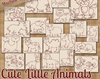 Cute Little Animals Machine Embroidery Patterns / Redwork Designs 20 Designs INSTANT DOWNLOAD dst hus jef pes sew vip xxx