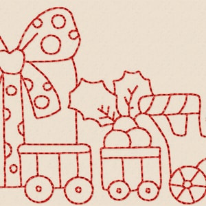 Holiday Gifts Redwork Machine Embroidery Patterns / Designs -  4x4 size INSTANT DOWNLOAD