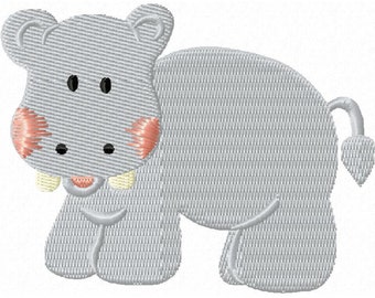 Safari Hippo - Cute Hippopotamus Machine Embroidery Pattern / Design - 4x4 & 5x7 Sizes INSTANT DOWNLOAD