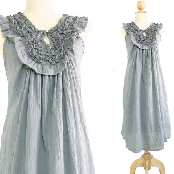 Maternity Dress / Cotton Short Dress - Light Gray Dress / Woman Dress - 'Autumn Leaves II'