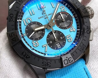 Reloj Breitling Avenger B01 Night Mission Cronógrafo Vintage de 42 mm para hombre, con correa de cuero, SB0146101L1X1