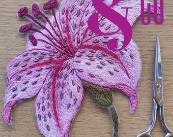 DIY embroidery tutorial. Patch Lilium. Ricamo su tulle