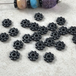 6mm TierraCast Spacer Beads ~ Beaded Daisy Spacer in Matte Black Finish (TC/0407-13) * Qty. 20
