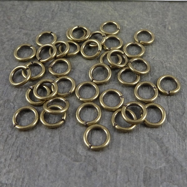 6mm Brass Jump Rings  18g Brass Jump Rings  Bronze Jump Rings  Antiqued Brass Plated Open Jump Rings (FMG/4863) - Qty: 100