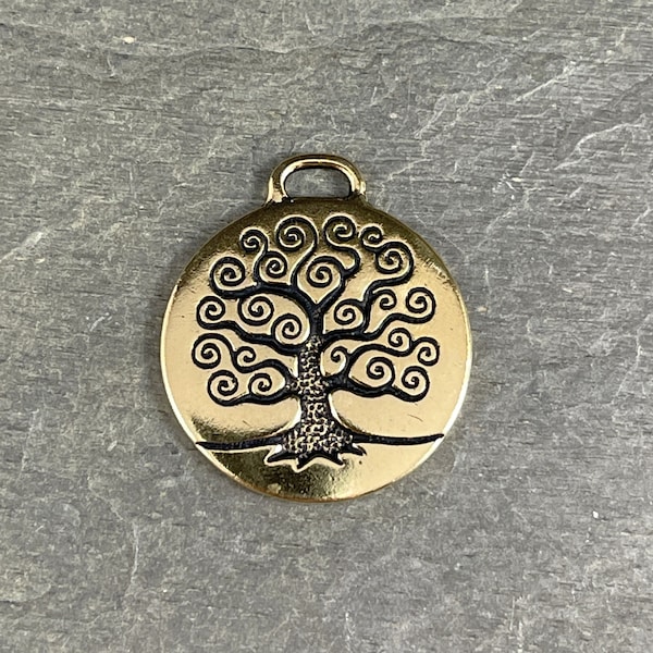 Tree of Life Pendant  Double Sided 23mm TierraCast Pendant  Antiqued Gold Tree of Life  TierraCast Findings (TC/2304-26) - Sold Individually