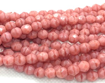 80 beads Panacolor Round Living Coral Glass beads 6mm #5207