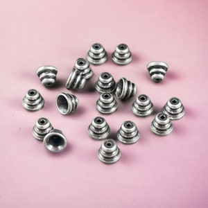 4mm Silver Bee Hive Bead Caps, Small Silver Bead Caps, Oxidized Silver Plated Bead Caps (VJS-DD20) *