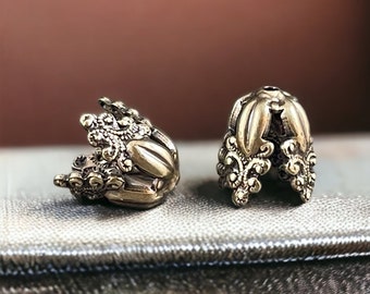 12mm Antiqued Brass Dramatic Bead Caps  Victorian Style Ornate Bead Caps  Oxidized Brass Bead Caps  (VJS/CC7) * Qty. 4