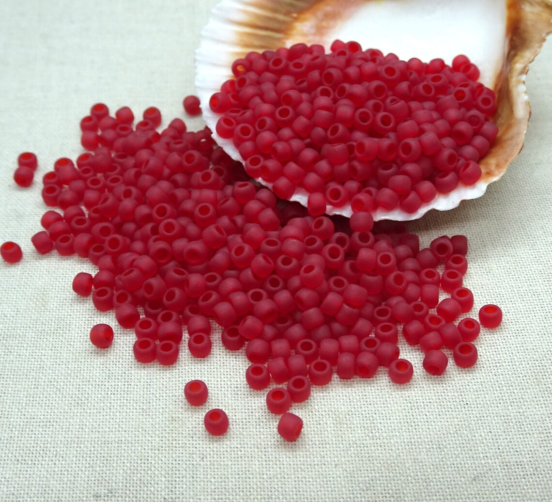 Cherry Red Frosted Seed Beads 8/0 TOHO Seed Beads Etsy