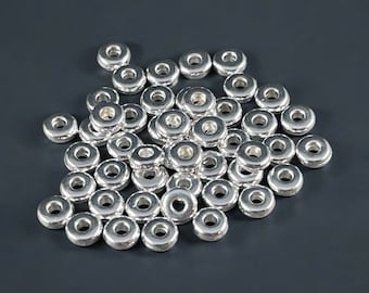 TierraCast 4mm Heishi Rondelle, Small Fine Silver Plated Spacer Bead (PF/401-10) * Qty. 50