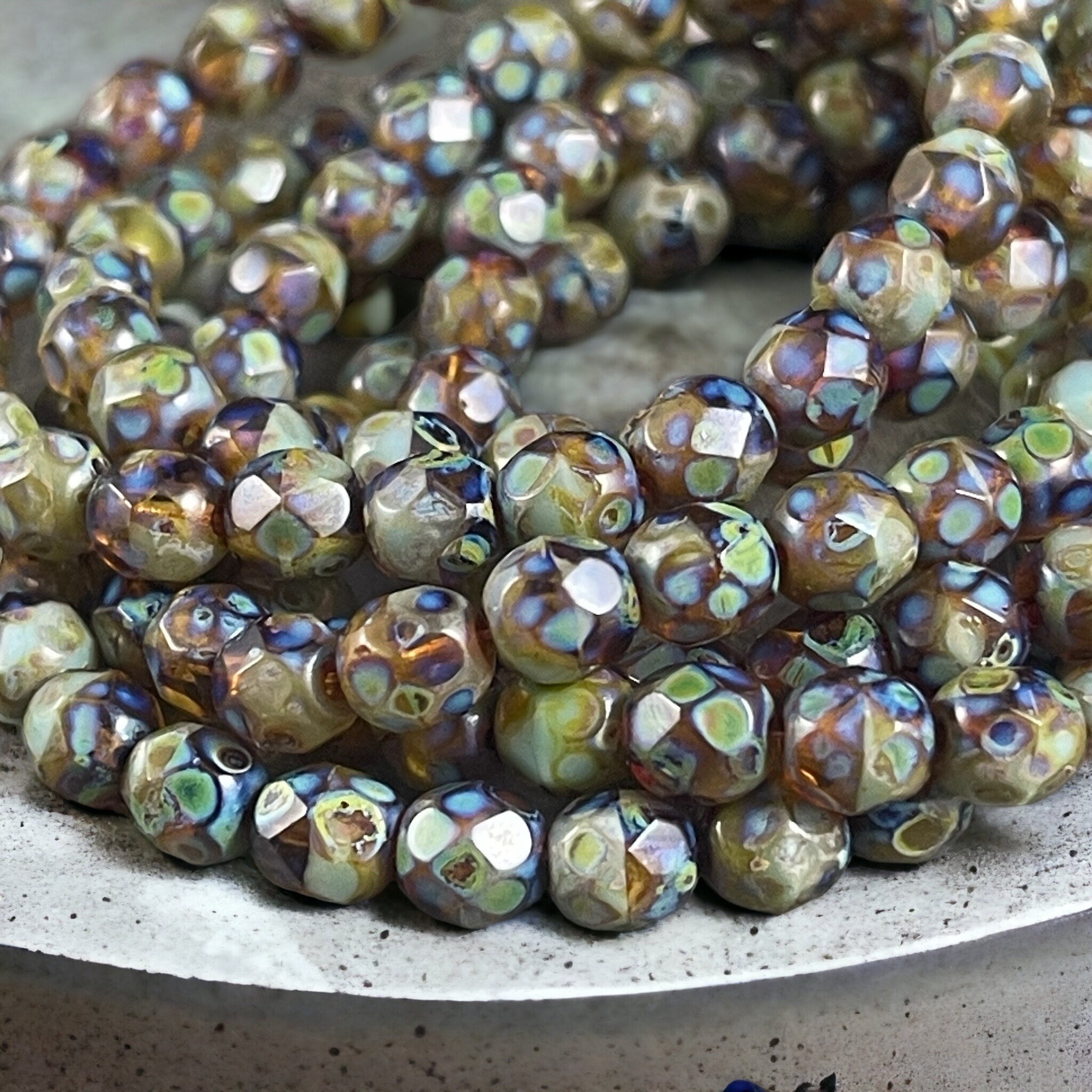 6mm Amethyst Czech Glass Simple Cut Beads, 3 Strand