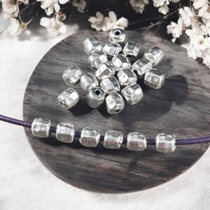 Antiqued Silver Nugget, 5.5mm Organic Shaped Nugget Bead with 1.5mm Hole (PF/11037-00-77) * Qty. 20