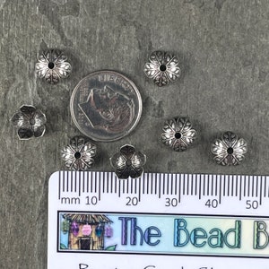 Silver Leaf Embossed Bead Caps, Oxidized Silver Plated Brass Bead Caps, 8mm Bead Caps, Silver Floral Bead Caps VJS-R408 image 4