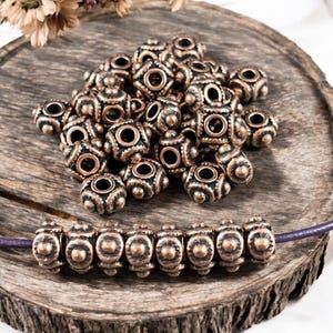 Antiqued Copper Squared Spacer Bead, 8x5mm Decorative Spacer with 2mm Hole (RLF1244Y) * Qty. 50