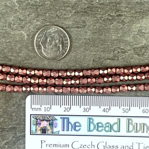 Rose Gold Czech Glass Beads 4mm Fire Polished Beads Faceted Round Beads Coppery Pink Metallic Beads FP4/SM-08A02 Qty. 50 image 4