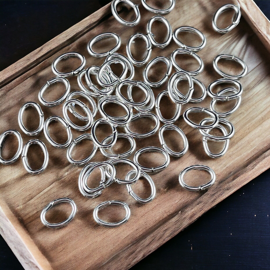 8x6mm Oval Jump Rings, 18g Open, Silver Plated Brass (FMG/5061